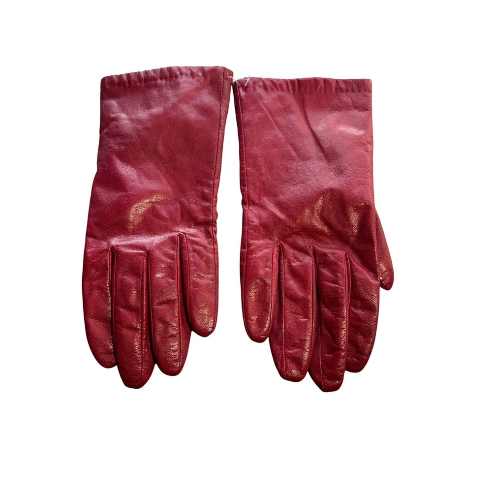 Red Genuine Leather Thinsulate Lined Winter‎ Gloves Women Size 8 Cold Weather
